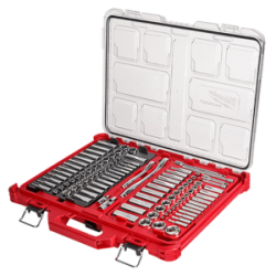 48-22-9486 Juego de 106 piezas de llave de trinquete y dados con boca de 1/4? y 3/8? con organizador de perfil bajo PACKOUT™ – S