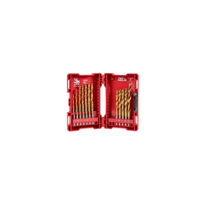 48-89-4860 Juego de brocas métricas de titanio SHOCKWAVE™ RED HELIX™ (19 piezas)