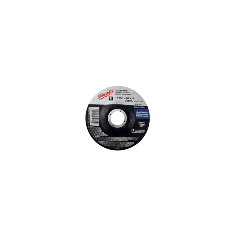 49-94-4505 DISCO PARA CORTE DE METAL MILWAUKEE 4-1/2? x .045?